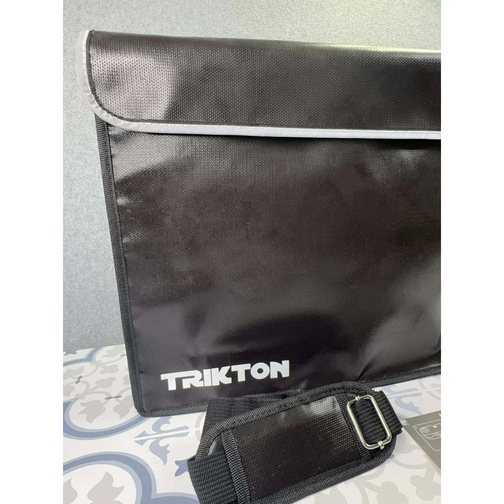 TRIKTON Fireproof Waterproof Document Bag XL With Shoulder Strap Black TSA 18x13